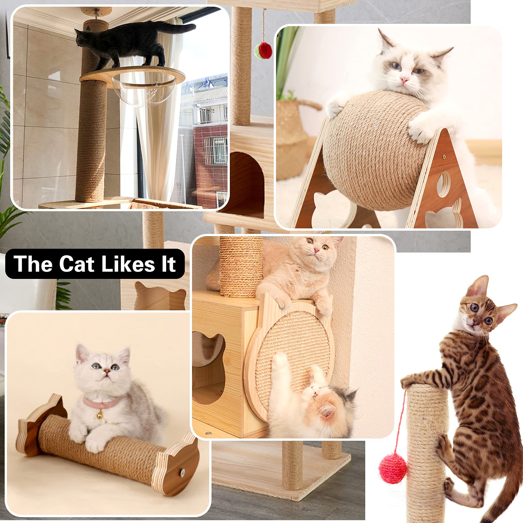 6 mm × 30 m Sisalseil, natürliches Sisalseil, Sisalseil für Kratzbaum, Katzenzubehör, DIY, Ersatz für Sisal-Kratzbaum,